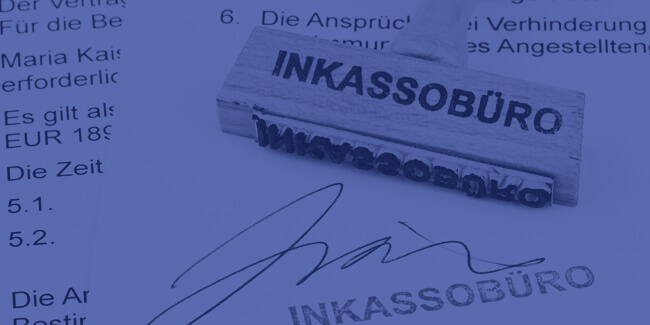 Stempel vom Inkassobüro auf Anschreiben